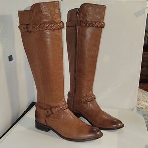JOHNSTON&MURPHY Brown Leather Tall Brown Leather Knee-High Boots